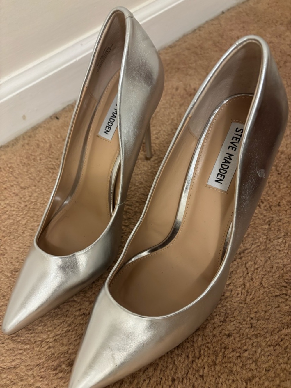 Steve Madden Metallic Silver Pointed-Toe Stilettos